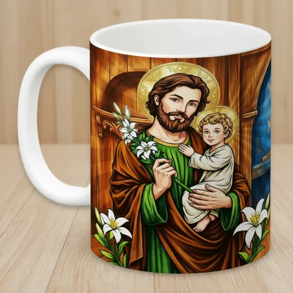aza San José 11oz Ideal Papá Padrino Bautizo Café Religiosa