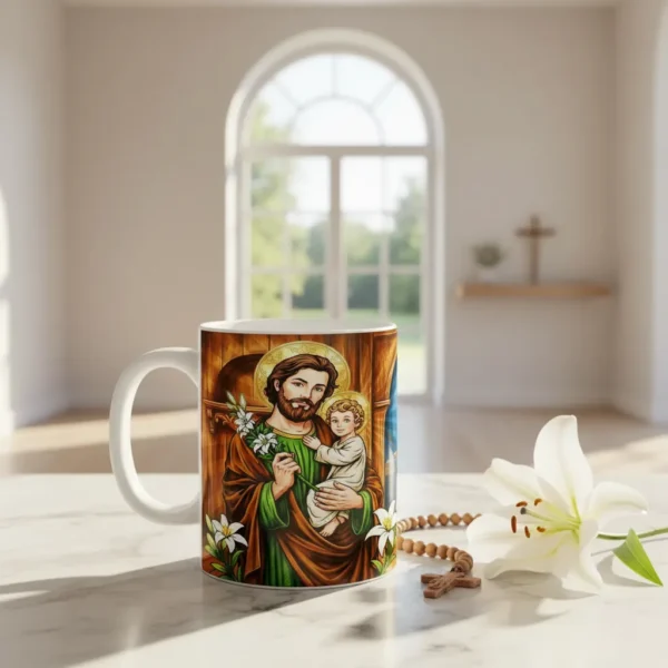aza San José 11oz Ideal Papá Padrino Bautizo Café Religiosa