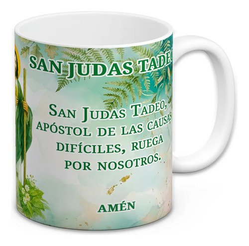 taza-san-judas-tadeo-11oz-cafe-te-bautizo-comunion-recuerdo-blanco-san-judas-tadeo-elegancia-esmeralda-oro