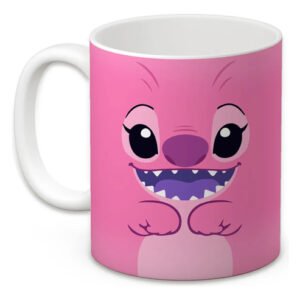 Taza Stitch Pareja Regalo Ohana Disney Colección Café 11oz Blanco Amor Galáctico: La Dulzura De Angel