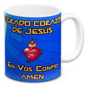 Taza Café Sagrado Corazón Jesús 11oz Regalo Devoción Blanco Taza Sagrado Corazón De Jesús Un Café Con Fe Y Esperanza