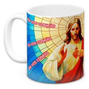 Taza Café Sagrado Corazón Jesús 11oz Regalo Devoción Taza Blanca Sagrado Corazón