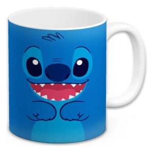 Taza Stitch Pareja Regalo Ohana Disney Colección Café 11oz Blanco Sonrisa De Travesura: Caos Y Diversión