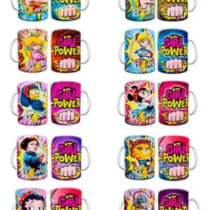Pack Tazas Día Mujer 8m Cerámica 330ml Regalo Marzo Mayoreo Blanco 24 Tazas - 2 Unidades De Cada Diseño Más 4 Unidades Surtido Variado Girl Power Edición Especial