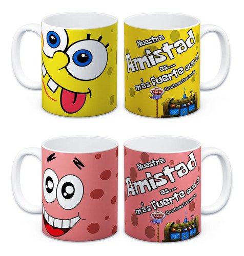 set-tazas-bob-esponja-patricio-11oz-cafe-amigos-parejas-duo-blanco-set-2-tazas-amistad-crustaceo-cascarudo