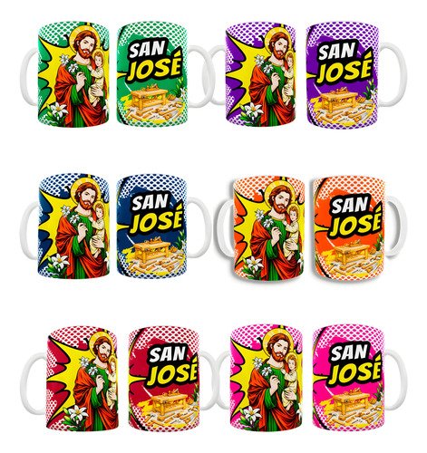set-tazas-san-jose-330ml-ceramica-regalo-catolico-mayoreo-blanco-a-30-tazas-5-unidades-de-cada-diseno-san-jose