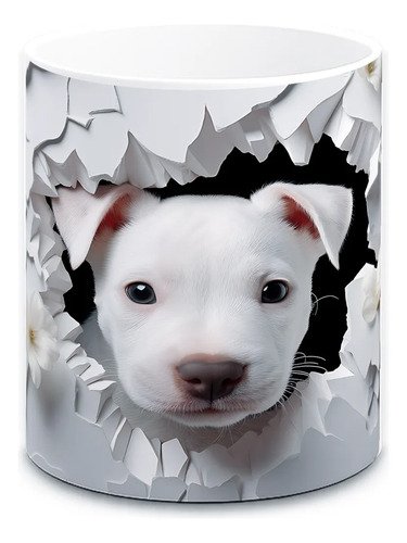 taza-perritos-3d-realista-11oz-regalo-varias-razas-lomitos-2-blanco-pared-american-pit-bull-terrier-dogo-argentino-cachorro-blanco-grietas