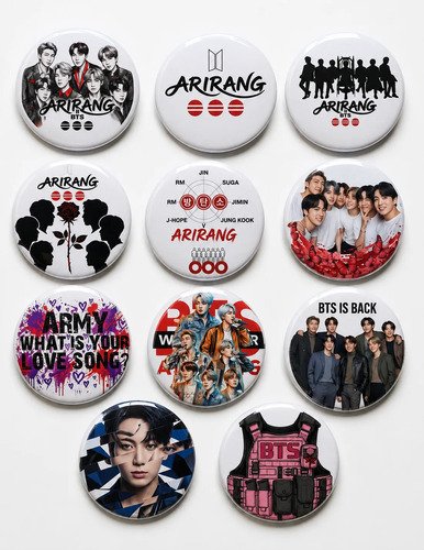 set-fotobotones-bts-kpop-pines-mochila-ropa-escolar-jungkook-blanco-11-pines-bts-arirang-kpop-coleccion-2
