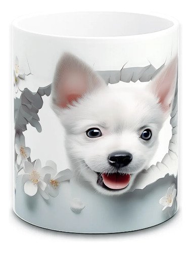 taza-perritos-3d-realista-11oz-regalo-varias-razas-lomitos-blanco-cachorro-pomerania-blanco-fondo-flores-pop